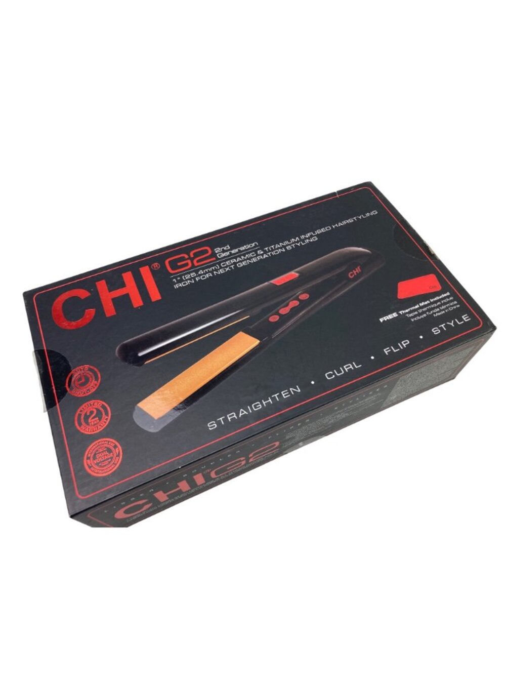 CHI G2 2nd Generation 1" Ceramic & Titanium Infused Flat Iron Hairstyling w/Mat - Picture 5 of 5